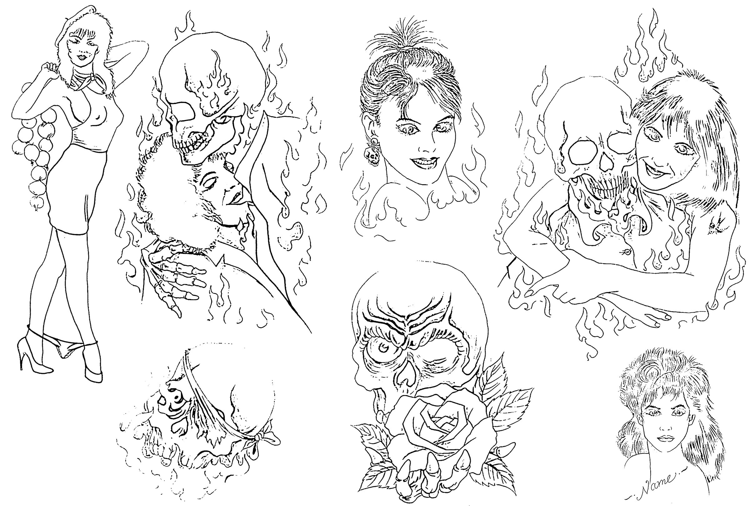 Tattoo Flash Outline Sketch